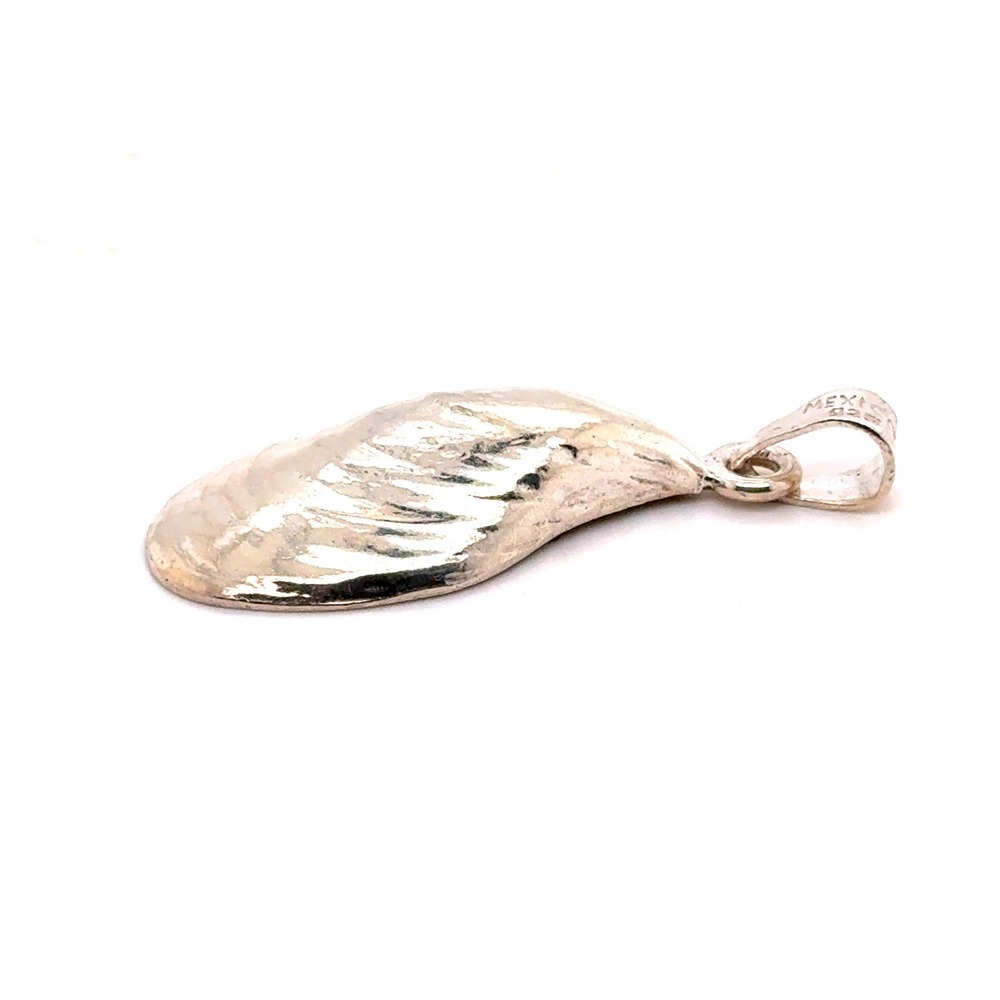 Mexico 925 Sterling Silver Mussel Shell Pendant 10g Textured Sea Life Jewelry